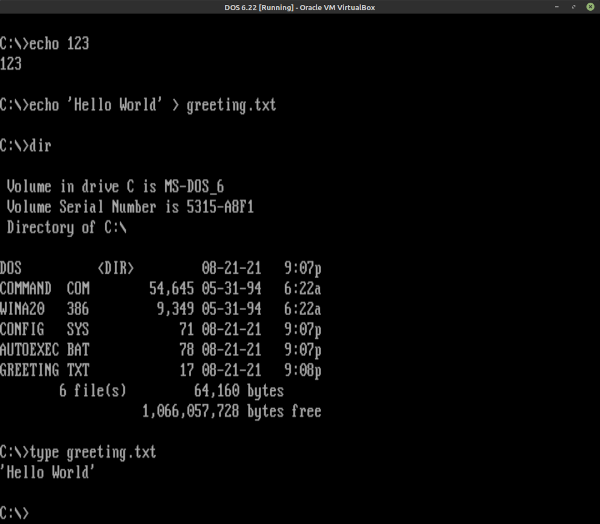 MS-DOS 6.22 执行画面截图