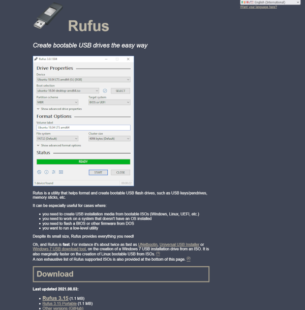 Rufus 官方網頁截圖